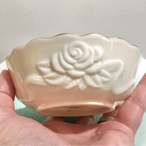 Lenox Rose Blossom 24K gold rim ivory porcelain dish